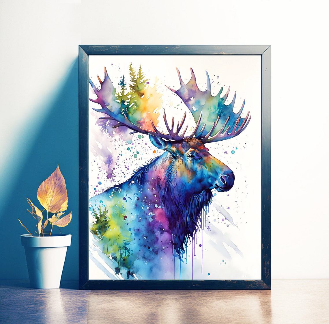 Watercolor Moose PRINTABLE ART Moose Print Download Moose Poster Gift ...