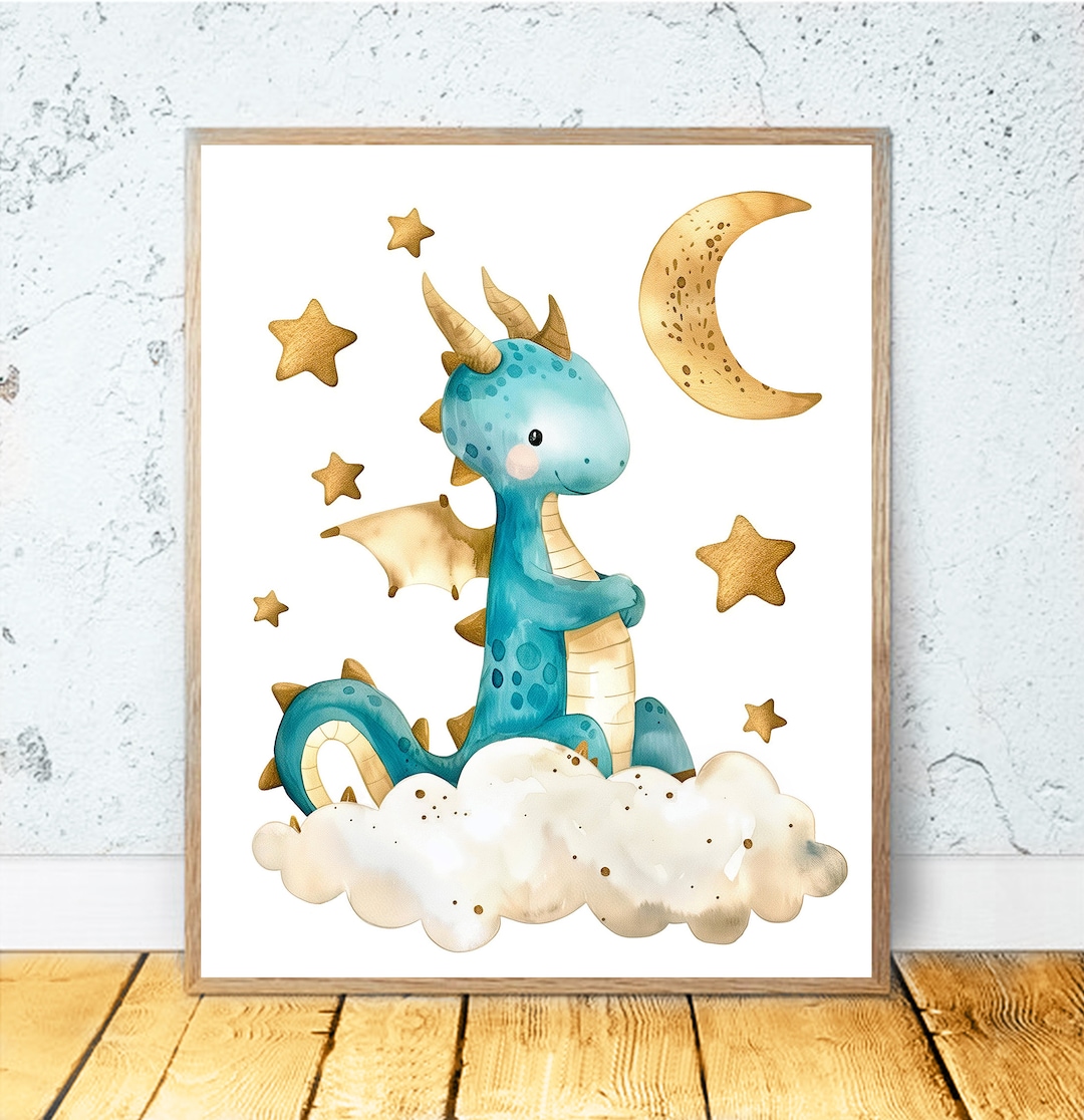Baby Dragon PRINTABLE WALL ART, Dragon Art Dragon Nursery Decor ...