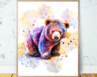 Baby Bear PRINTABLE ART Watercolor Little Bear Digital Print Cute Animal Download Bear Cub Poster Baby Shower Gift Animals Decor Nursery #35