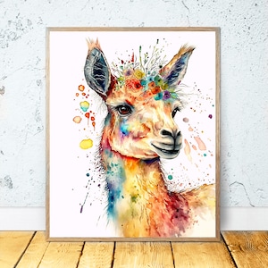 Llama Watercolor PRINTABLE ART Alpaca Llama Print, Lama Poster Llama Printable Llama Gifts Llama Wall Decor Llama Nursery Llama Painting #22