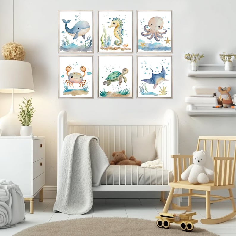 Set of 6 Baby Animals, PRINTABLE WALL ART, Boy Nursery Decor ...