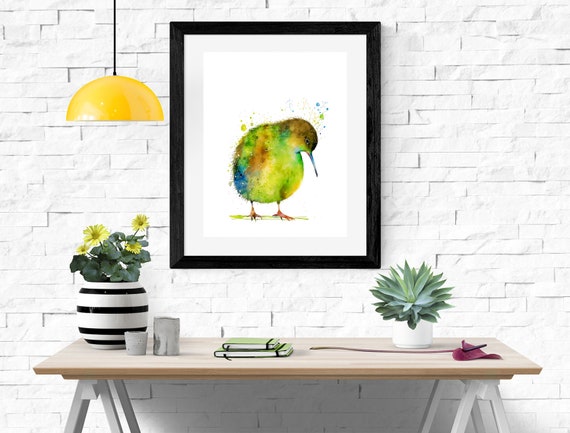 キウイ鳥水彩画印刷可能なアートキウイプリントダウンロードキウイ