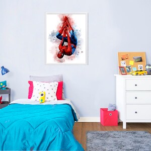 Spiderman UTSKRIVBAR KONST Spiderman-tryck Spiderman-affisch Superhjälte-tryck, Marvel-tryck Avengers-konstdekoration present barnrumstryck nedladdning bild 4