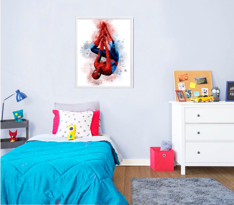 Spiderman UTSKRIVBAR KONST Spiderman-tryck Spiderman-affisch Superhjälte-tryck, Marvel-tryck Avengers-konstdekoration present barnrumstryck nedladdning bild 4