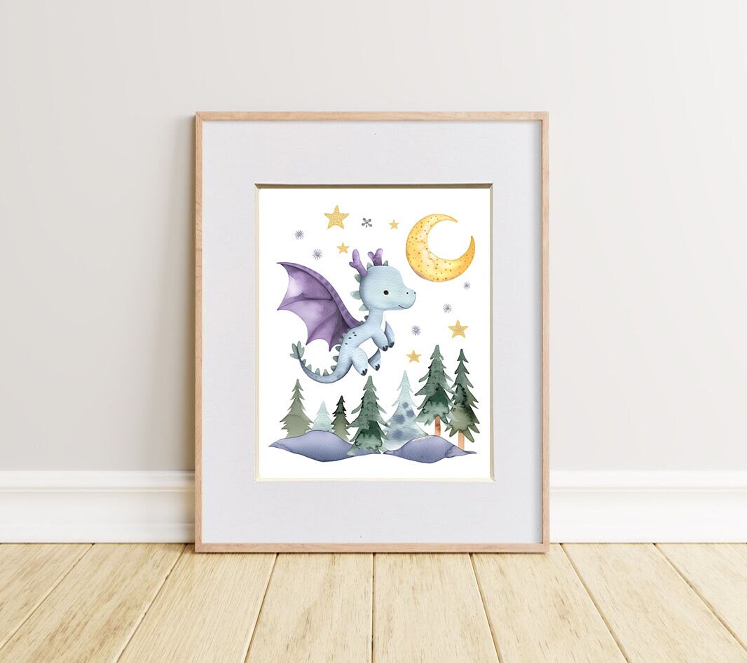 Baby Dragon PRINTABLE ART, Dragon Art Dragon Nursery Decor, Watercolor ...