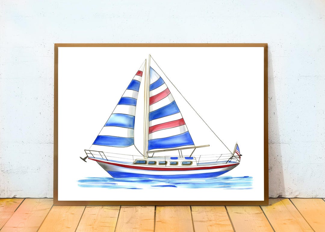 Watercolor Sailboat Print PRINTABLE ART Sailboat Wall Art Nursery Art ...