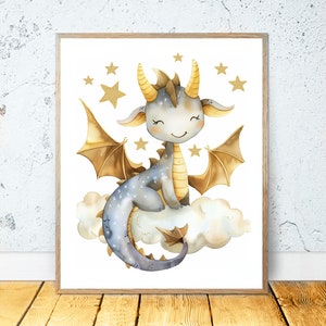 Set of 9 Baby Dragons, PRINTABLE WALL ART, Dragon Nursery Decor Payroom ...