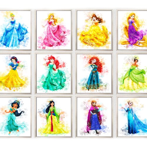 Set 15 Disney Princess PRINTABLE ART Watercolor Disney - Etsy