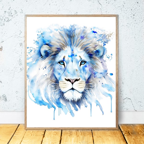 Watercolor Lion PRINTABLE ART Lion Print Instant Download Lion Poster Safari Gift Animals Decor Nursery Animal Painting Colorful Lion #24