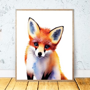 Fox Watercolor PRINTABLE ART Fox Print Instant Download Fox Poster Gift Animals Fox  Decor Nursery Animal Painting Colorful Fox Painting #38