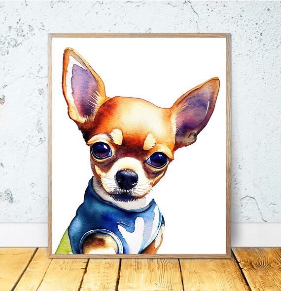 【原画】『雑貨屋ナッツ』（チワワ　犬　パステル画　絵画） チワワの水彩画 印刷可能なアート チワワのアート 絵画のダウンロード