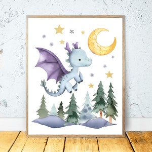 Set of 6 Baby Dragons, PRINTABLE WALL ART, Dragon Nursery Decor ...