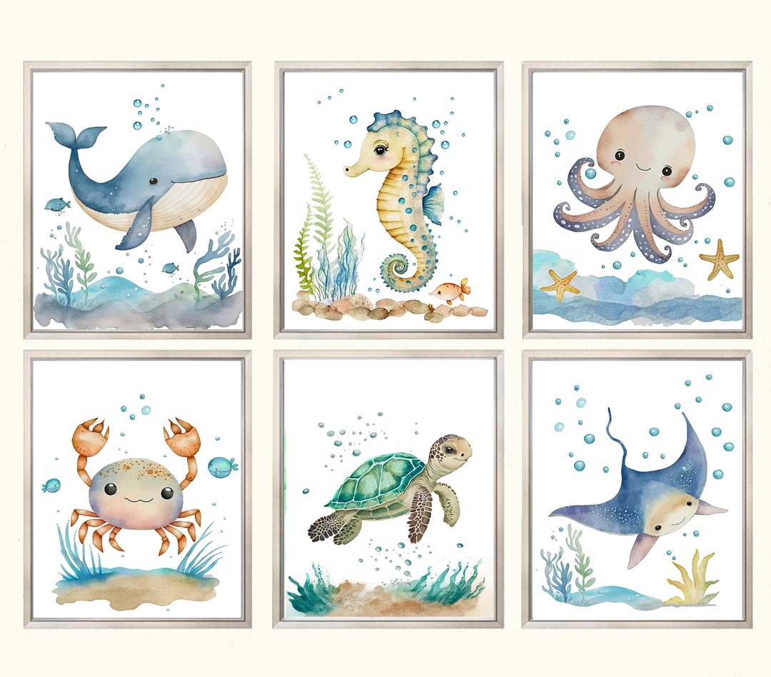 Set of 6 Baby Animals, PRINTABLE WALL ART, Boy Nursery Decor ...