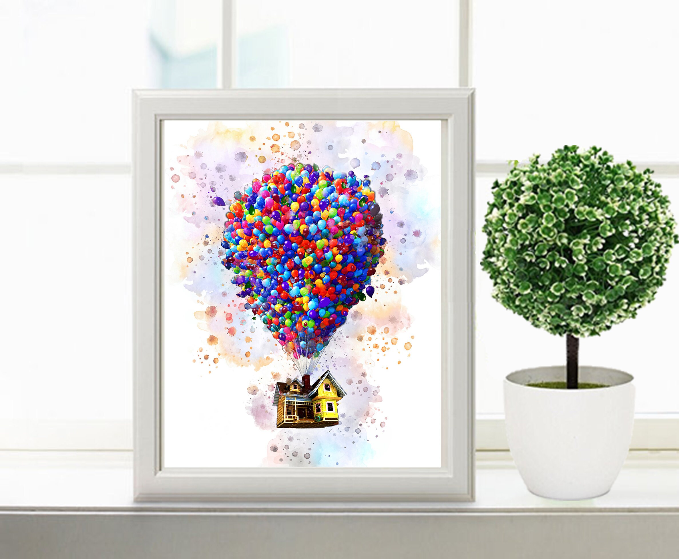 pixar up printable art watercolor up balloons print up balloon etsy