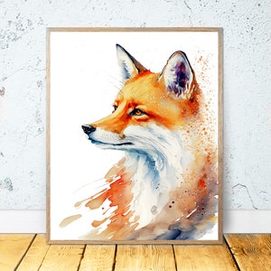 Fox Watercolor PRINTABLE ART Fox Print Instant Download Fox Poster Gift Animals Fox Wall Decor Nursery Animal Painting Colorful Fox Painting