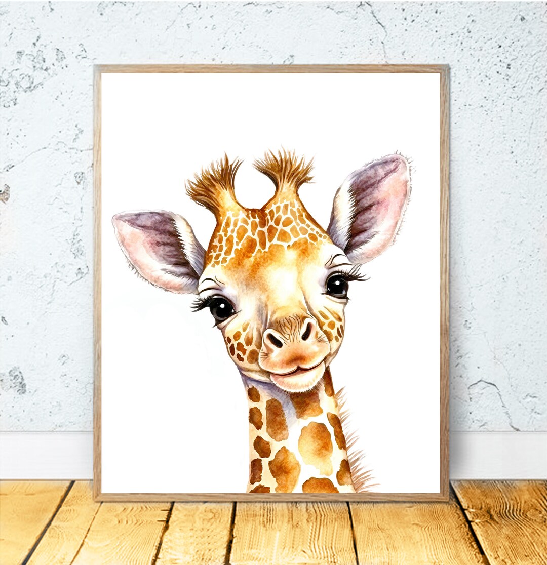 Baby Giraffe PRINTABLE ART, Watercolor Cute Baby Giraffe Print Download Giraffe Poster Safari ...