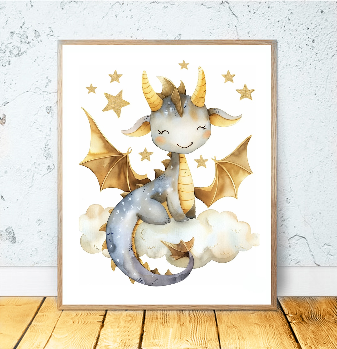 Happy Dragon PRINTABLE WALL ART Baby Art Baby Nursery Decor Baby Room ...