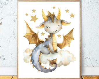Happy Dragon PRINTABLE WALL ART Baby Art Baby Nursery Decor Baby Room Decor Baby Nursery Prints Baby Nursery Decor Baby Room Wall Decoration