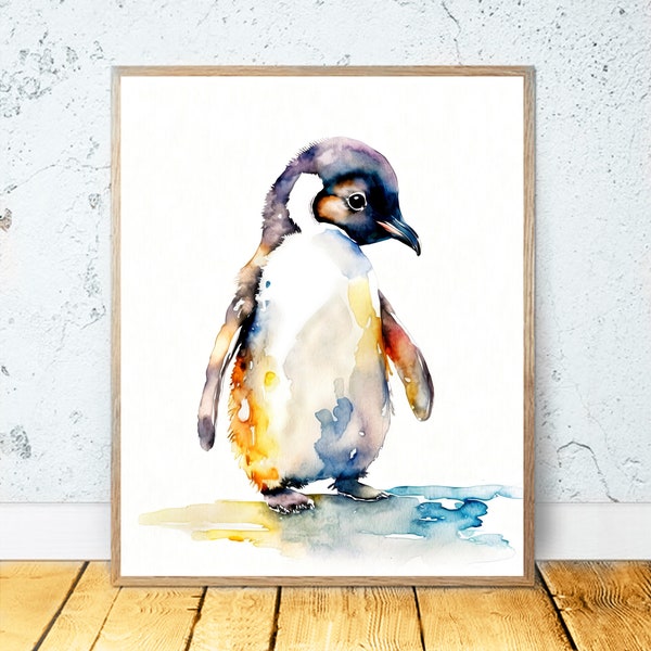 Baby Penguin Watercolor PRINTABLE ART Penguin Print Instant Download Penguin Decor Gift Baby Penguin Nursery Art Painting Bird Poster #57