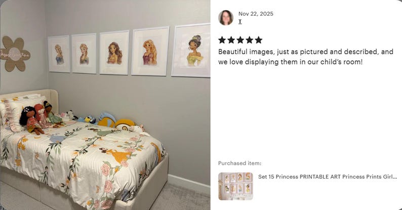 Set 15 Princess PRINTABLE ART Princess Prints Girl Nursery Decor Boho Fairy Tale Girl Room Decor Pink Princess Nursery Decoration Princesses image 12