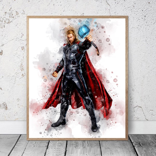 Thor PRINTABLE ART Thor Print Thor Poster Thor Art Superhero Print Marvel Avengers Print Thor Decor Thor gift Thor boys nursery Hero print