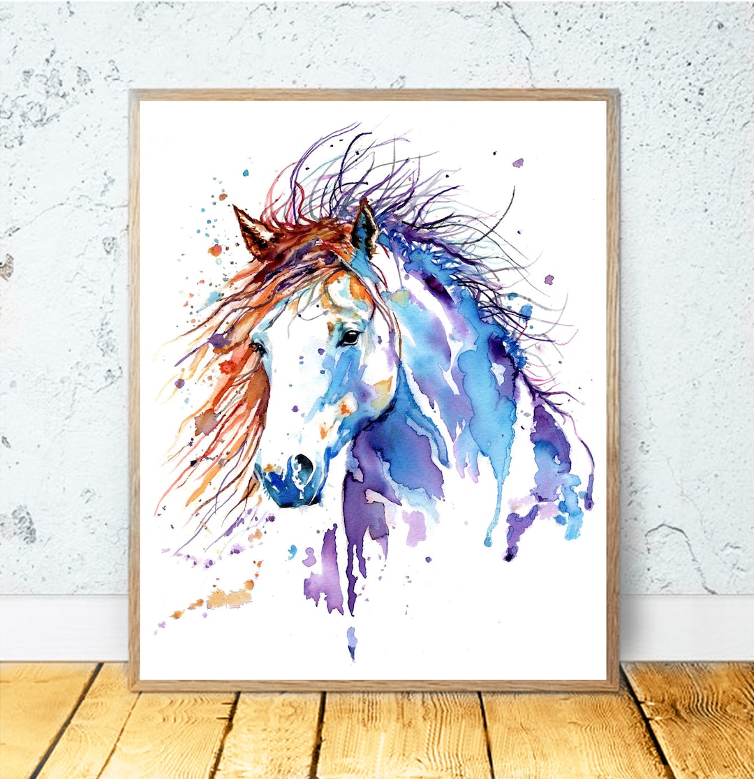 □可愛いマッド・ジョンソン馬絵画 油絵 激走馬ハブノマッスル[F4号