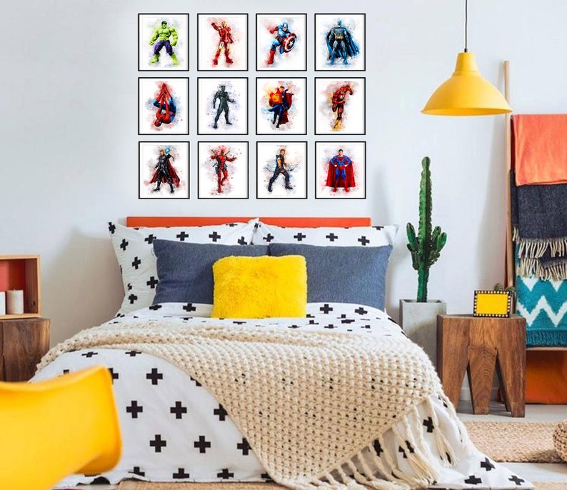 Spiderman UTSKRIVBAR KONST Spiderman-tryck Spiderman-affisch Superhjälte-tryck, Marvel-tryck Avengers-konstdekoration present barnrumstryck nedladdning bild 7