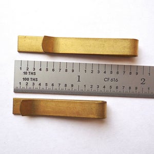 Solid brass plain tie bar clip, 5 large 47 mm or small 37 mm blanks image 2