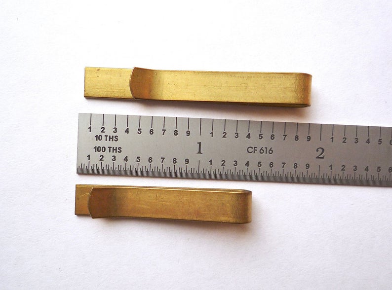 Solid brass plain tie bar clip, 5 large 47 mm or small 37 mm blanks image 2