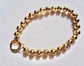 Large Shiny, Gold Ball Necklaces, Hand Knotted on Nylon Cord.