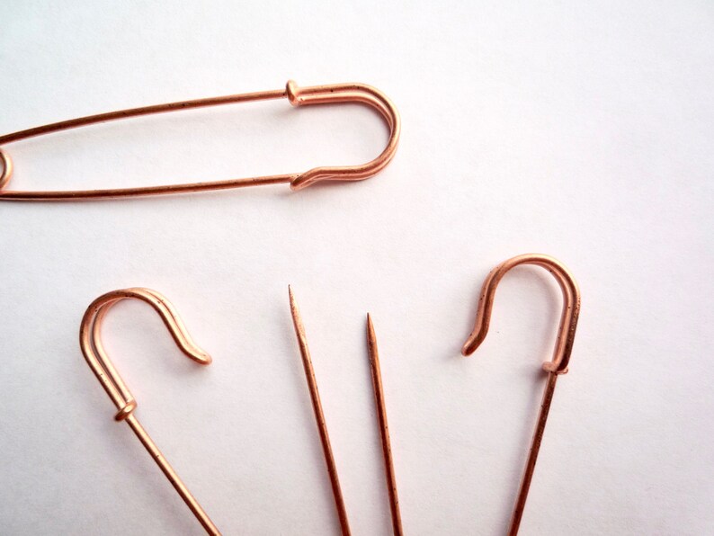 Large 3 Inch Copper or 4 Inch Brass Plated Iron Safety Pins Etsy