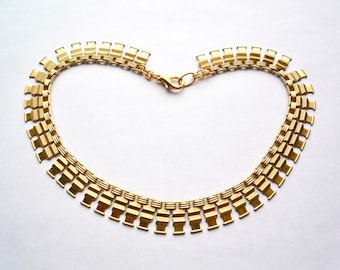 Chunky, gold plated, art deco necklace choker
