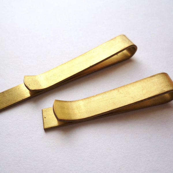 Solid brass plain tie bar clip, 5 large 47 mm or small 37 mm blanks