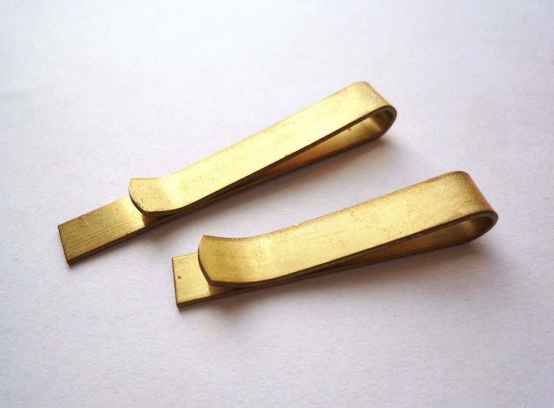 Solid brass plain tie bar clip, 5 large 47 mm or small 37 mm blanks image 1