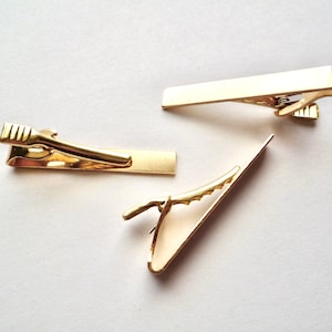 3 Large vintage tie clip blanks, 50mm or 2 inch brass tie bar clip