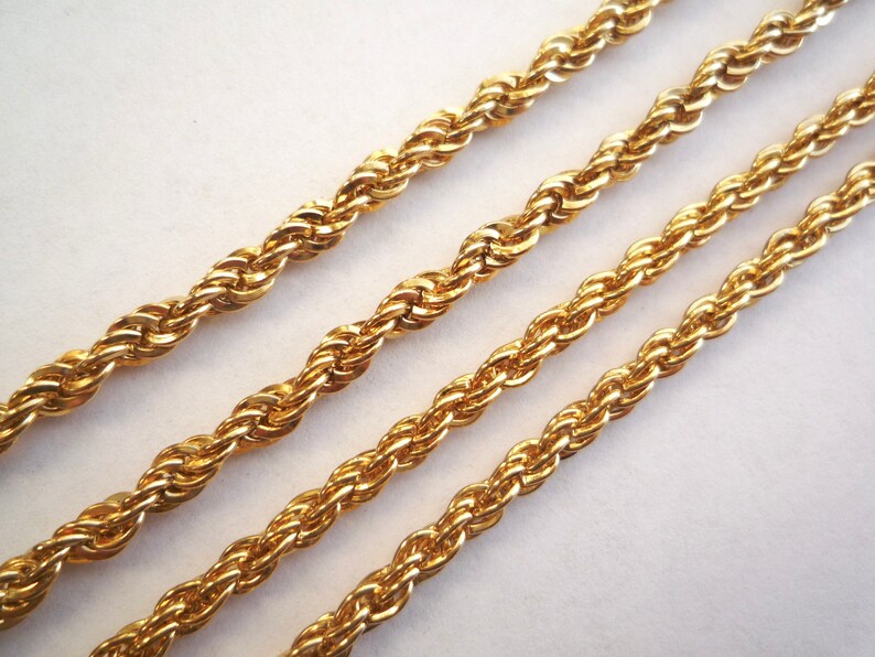 Gold Plated Rope Chain Finished 4.5 Mm in 16 Inch or 3.5mm in Etsy
