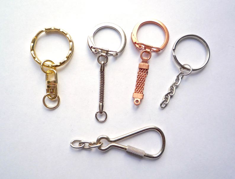 10 vintage steel screw lock key ring hardware Rectangular or triangular