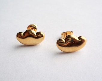 Gold plated, cloud shaped stud, Vintage modern style earrings