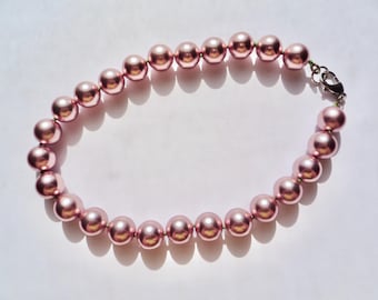 Hand Knotted Large Metallic Pink Pearl Necklace