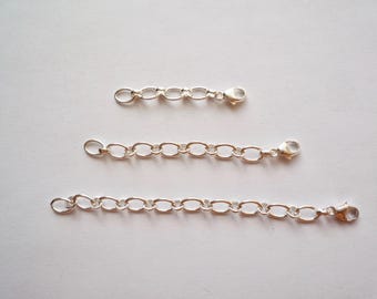 Heavy Sterling Silver Chain Extender with a Teardrop Lobster Claw Clasp