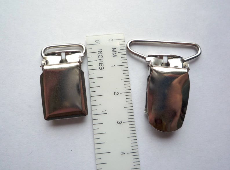 Vintage Gold or Silver Toned Plated Steel Suspender Clips, 20 Pieces 10