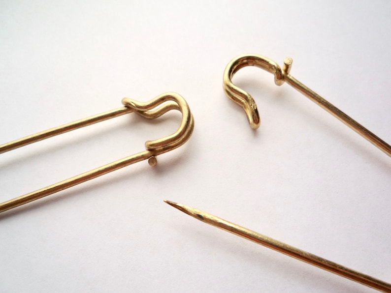 Large 3 Inch Copper or 4 Inch Brass Plated Iron Safety Pins Etsy