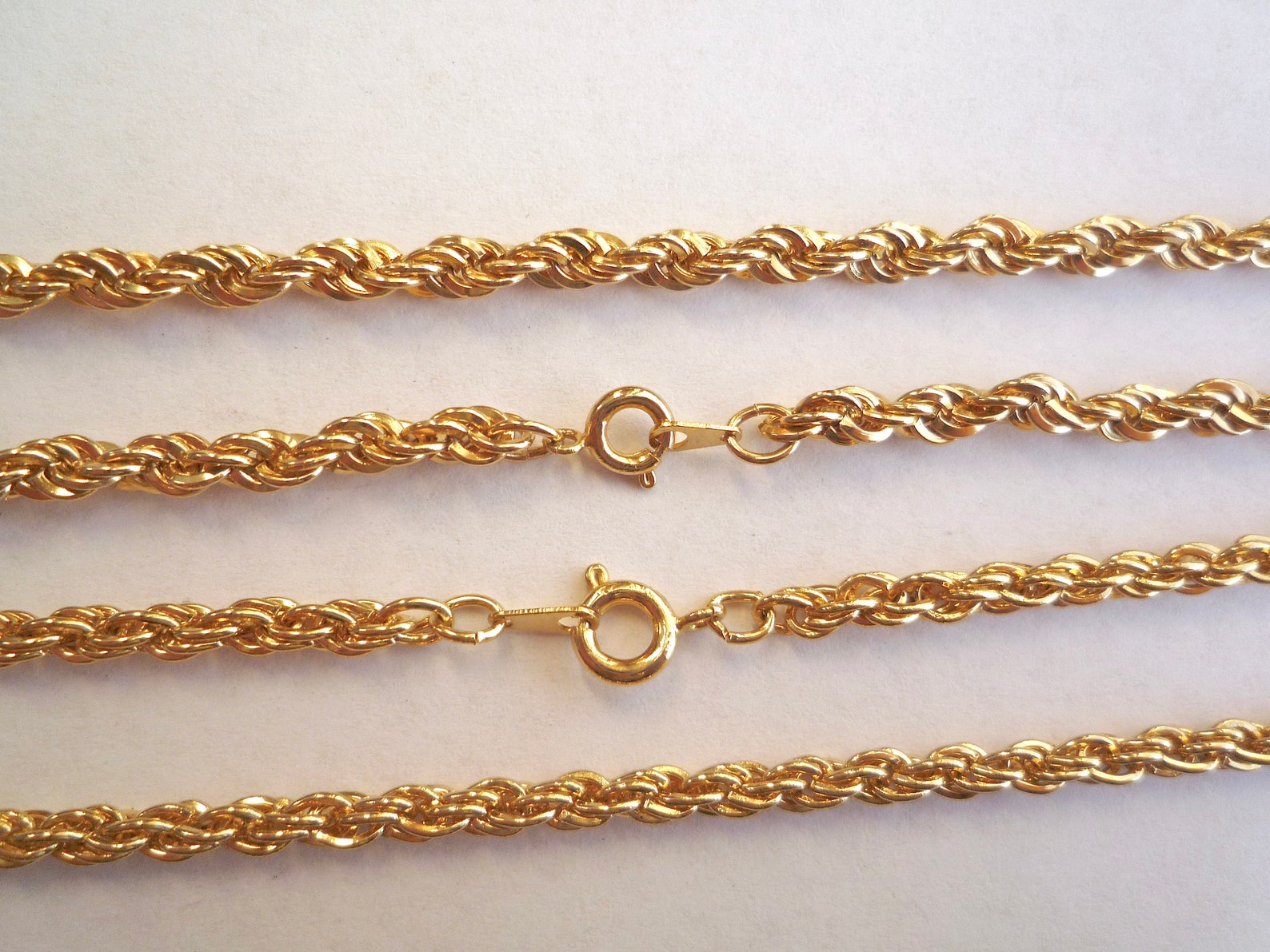Gold Plated Rope Chain Finished 4.5 Mm in 16 Inch or 3.5mm in Etsy