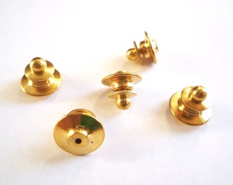 Tie Tack 20 Gold Clutch Backs For Pins Vintage Locking S (10mm