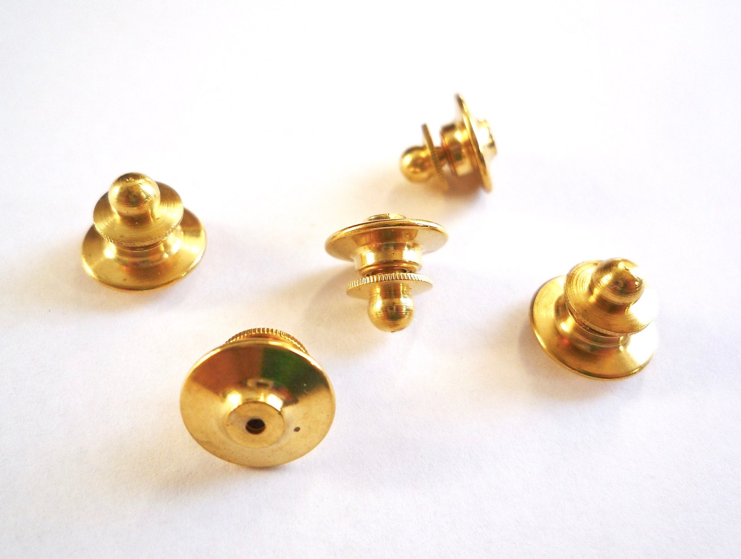 6pc Secure Enamel Pin Locking Back Clutch Deluxe Flat Top Gold color Brass  Lock Pin Backs Clutches Spare Enamel Pin Backs