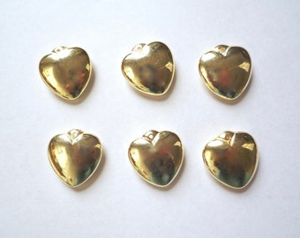 40 Gold plated heart charms, 23 mms heart pendants, Vintage acrylic charms, Bulk lucite heart charms