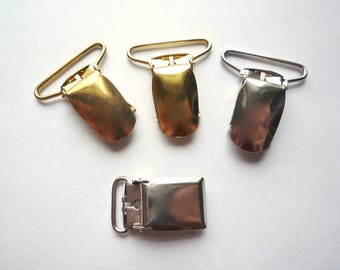 Vintage gold or silver toned plated steel suspender clips, 10  or 20 pieces (5 or 10 pairs)