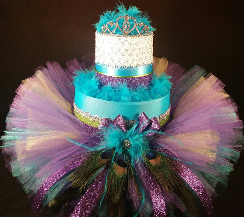 Lila Pfau Kleid Windel Kuchen Pfau Dekor Windelkuchen Erstkommunion Geschenk Mädchen Bild 2