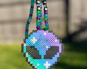 COSMIC ALIEN NECKLACE | Nebula-Inspired Extra-Terrestrial Necklace | Festival Rave Perler Beads Kandi Accessory