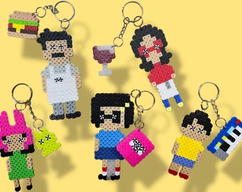 Belcher Burger Family Keychains | Perler Bead Pixel Art Gifts